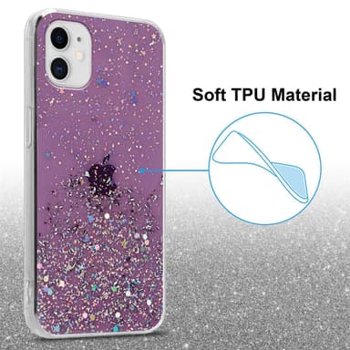 iPhone 11 PRO MAX Silikondeksel Glitter (lilla)