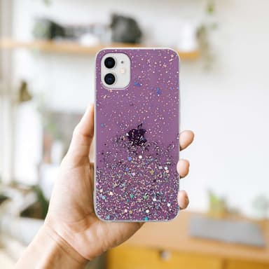 iPhone 11 PRO MAX Silikondeksel Glitter (lilla)