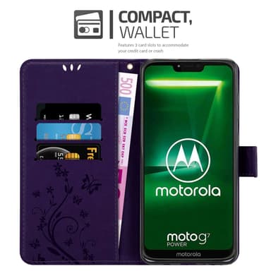 Motorola MOTO G7 POWER lommebokdeksel Blomster (Lilla)