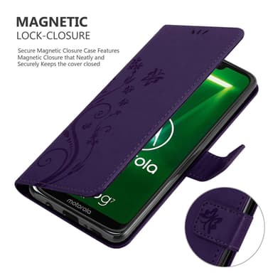Motorola MOTO G7 POWER lommebokdeksel Blomster (Lilla)