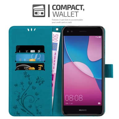 Huawei Y6 PRO 2017 lommebokdeksel Blomster (blå)