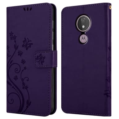 Motorola MOTO G7 POWER lommebokdeksel Blomster (Lilla)
