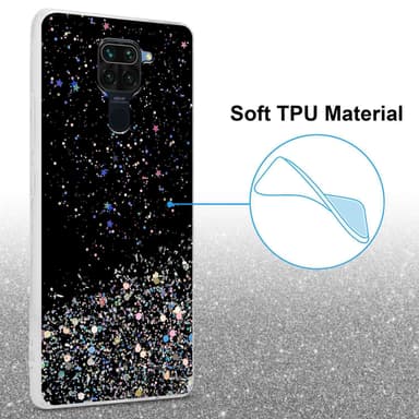 Xiaomi RedMi NOTE 9 Silikondeksel Glitter (Svart)
