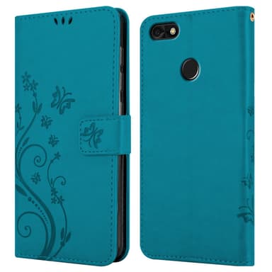 Huawei Y6 PRO 2017 lommebokdeksel Blomster (blå)