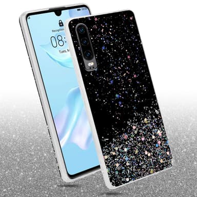 Huawei P30 Silikondeksel Glitter (svart)