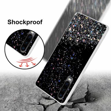 Huawei P30 Silikondeksel Glitter (svart)