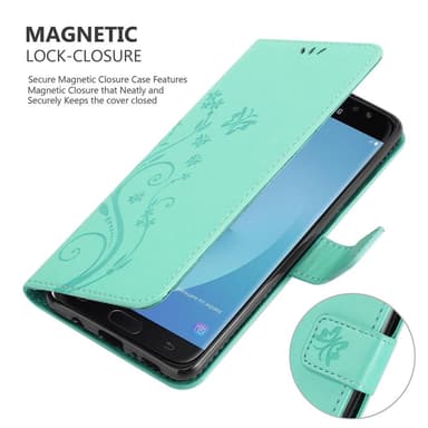 Samsung Galaxy J7 2018 lommebokdeksel Blomster (turkis)