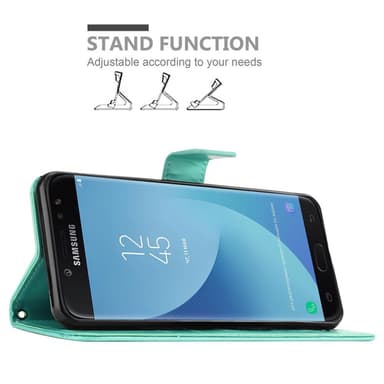 Samsung Galaxy J7 2018 lommebokdeksel Blomster (turkis)