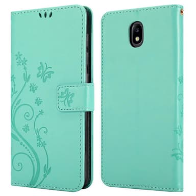 Samsung Galaxy J7 2018 lommebokdeksel Blomster (turkis)