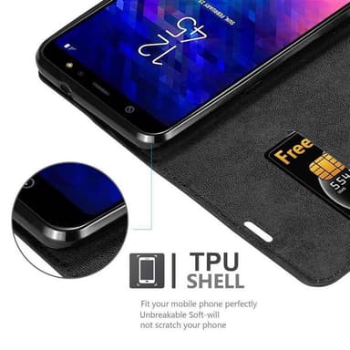 Samsung Galaxy A6 PLUS 2018 lommebokdeksel case (svart)