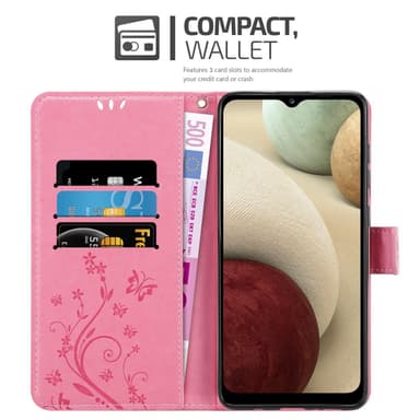 Samsung Galaxy A12 / M12 lommebokdeksel Blomster (rosa)