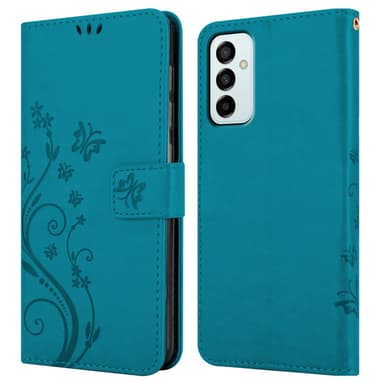 Samsung Galaxy M23 5G lommebokdeksel Blomster (blå)