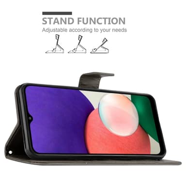 Samsung Galaxy A22 5G lommebokdeksel Blomster (grå)