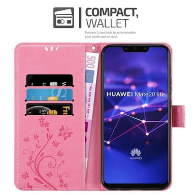 Huawei MATE 20 LITE lommebokdeksel Blomster (rosa)