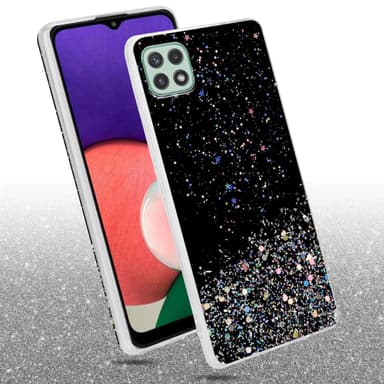Samsung Galaxy A22 5G Silikondeksel Glitter (Svart)