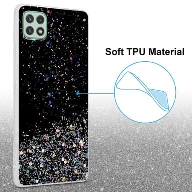 Samsung Galaxy A22 5G Silikondeksel Glitter (Svart)