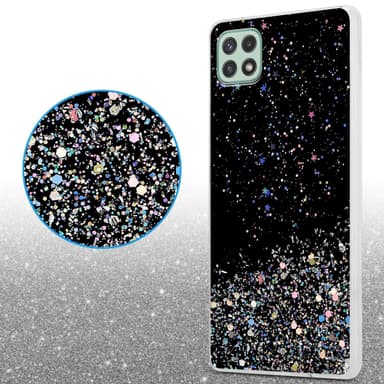 Samsung Galaxy A22 5G Silikondeksel Glitter (Svart)