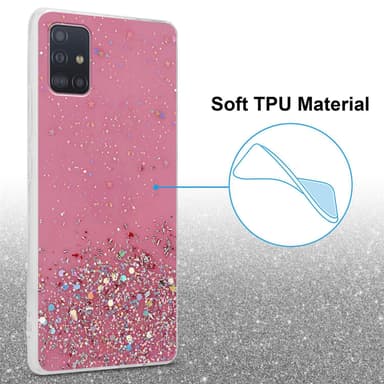 Samsung Galaxy A51 5G Silikondeksel Glitter (rosa)