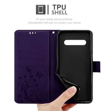 LG V60 ThinQ lommebokdeksel Blomster (Lilla)