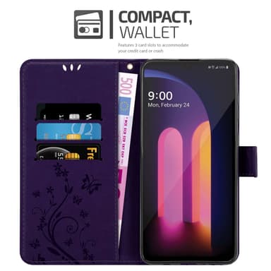 LG V60 ThinQ lommebokdeksel Blomster (Lilla)