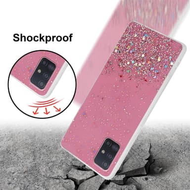 Samsung Galaxy A51 5G Silikondeksel Glitter (rosa)