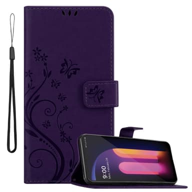LG V60 ThinQ lommebokdeksel Blomster (Lilla)