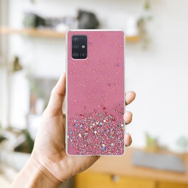 Samsung Galaxy A51 5G Silikondeksel Glitter (rosa)