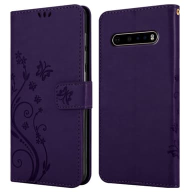 LG V60 ThinQ lommebokdeksel Blomster (Lilla)