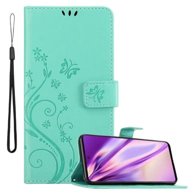 Samsung Galaxy A51 5G lommebokdeksel Blomster (turkis)