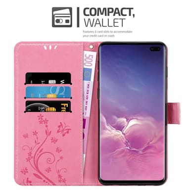 Samsung Galaxy S10 PLUS lommebokdeksel Blomster (rosa)