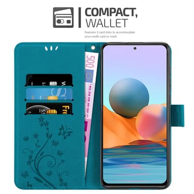 Xiaomi RedMi NOTE 10 PRO lommebokdeksel Blomster (Blå)