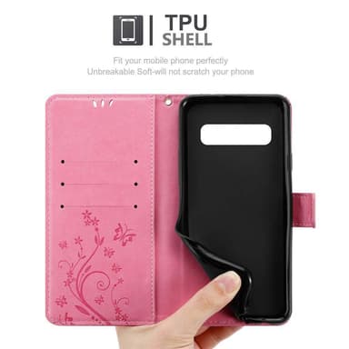 Samsung Galaxy S10 PLUS lommebokdeksel Blomster (rosa)