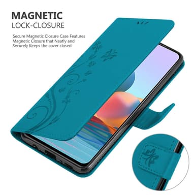 Xiaomi RedMi NOTE 10 PRO lommebokdeksel Blomster (Blå)
