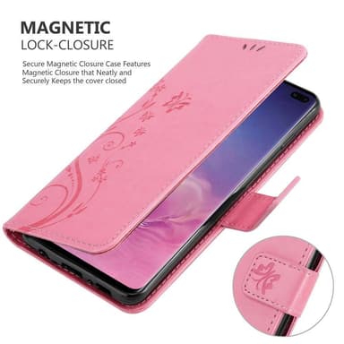Samsung Galaxy S10 PLUS lommebokdeksel Blomster (rosa)