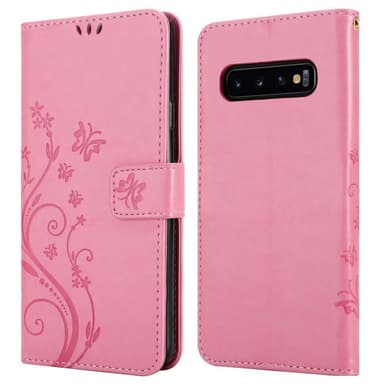 Samsung Galaxy S10 PLUS lommebokdeksel Blomster (rosa)