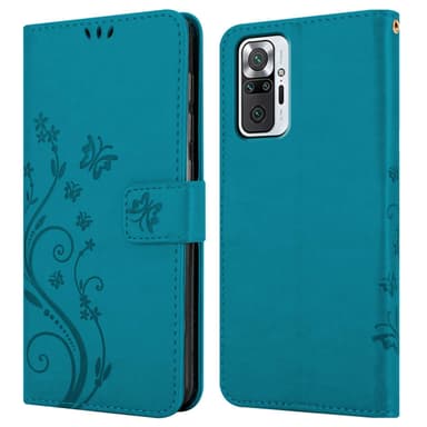Xiaomi RedMi NOTE 10 PRO lommebokdeksel Blomster (Blå)