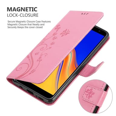 Samsung Galaxy J4 PLUS lommebokdeksel Blomster (rosa)