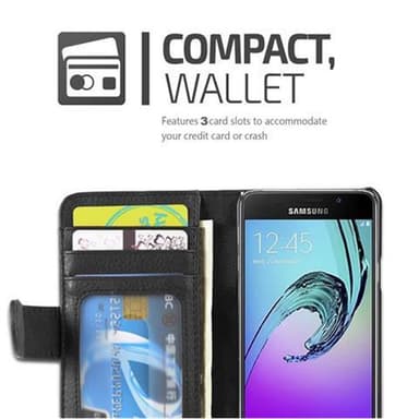 Samsung Galaxy A3 2016 lommebokdeksel case (svart)
