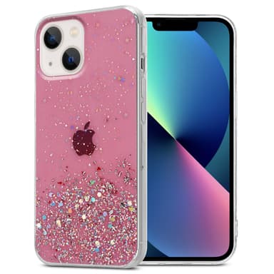 iPhone 14 PLUS Silikondeksel Glitter (rosa)