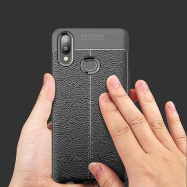Samsung Galaxy A10s / M01s Deksel Kunstskinn (svart)