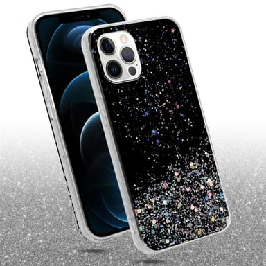 iPhone 12 / 12 PRO Silikondeksel Glitter (svart)