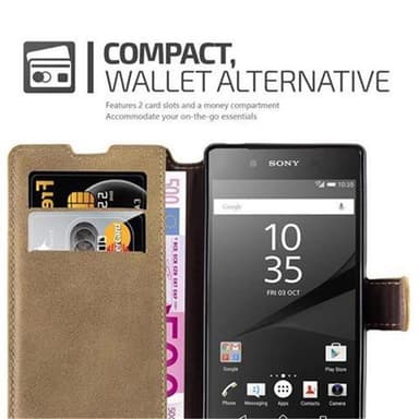 Sony Xperia Z5 lommebokdeksel etui (brun)