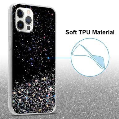 iPhone 12 / 12 PRO Silikondeksel Glitter (svart)