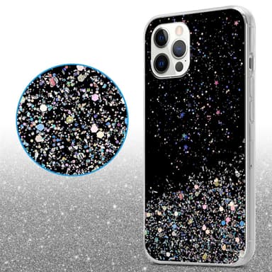 iPhone 12 / 12 PRO Silikondeksel Glitter (svart)