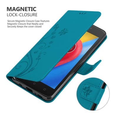 Motorola MOTO C lommebokdeksel Blomster (blå)
