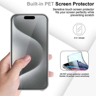 iPhone 15 PRO Deksel 360 Case Cover (Gjennomsiktig)