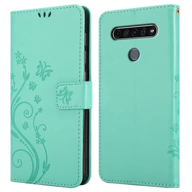 LG K61 lommebokdeksel Blomster (Turkis)