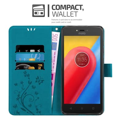 Motorola MOTO C lommebokdeksel Blomster (blå)