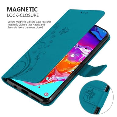 Samsung Galaxy A70 / A70s lommebokdeksel Blomster (blå)