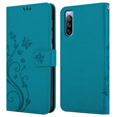 Sony Xperia 10 III lommebokdeksel Blomster (blå)